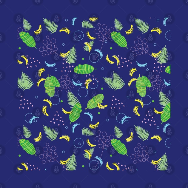 Green and Blue Banana Jungle Print by frokenfryxell