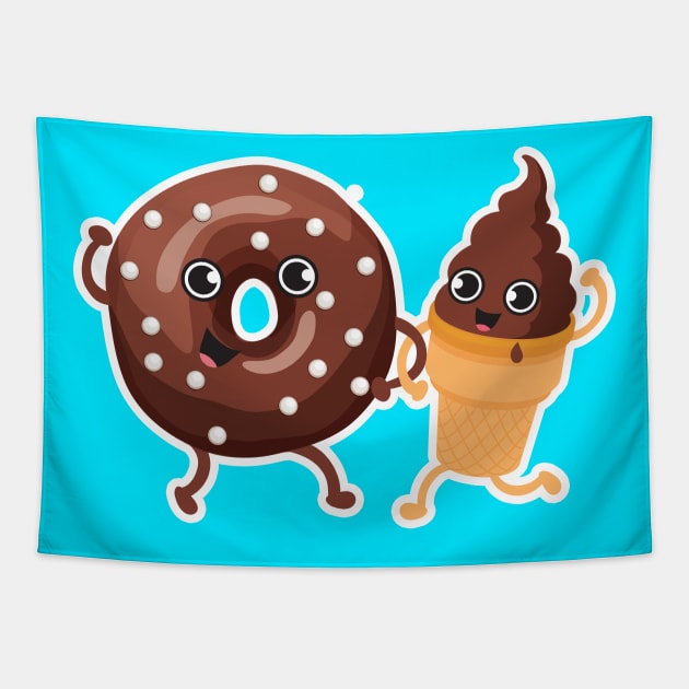 Chocolate Donut + Ice cream Tapestry by Plushism