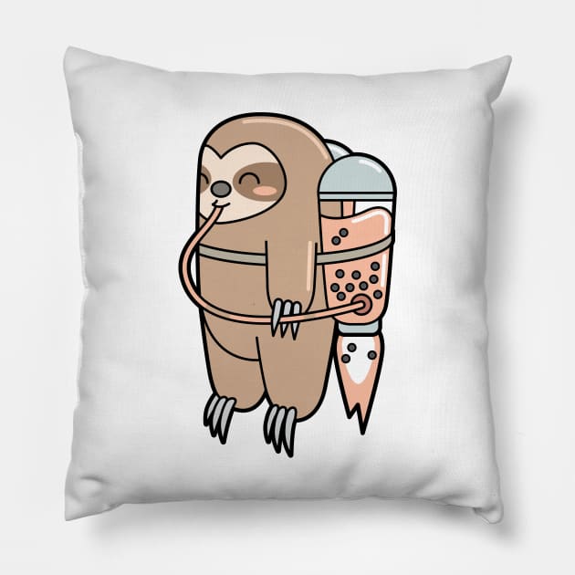 Powered By Boba - Cute Sloth Bubble Tea Pillow by BobaTeaMe