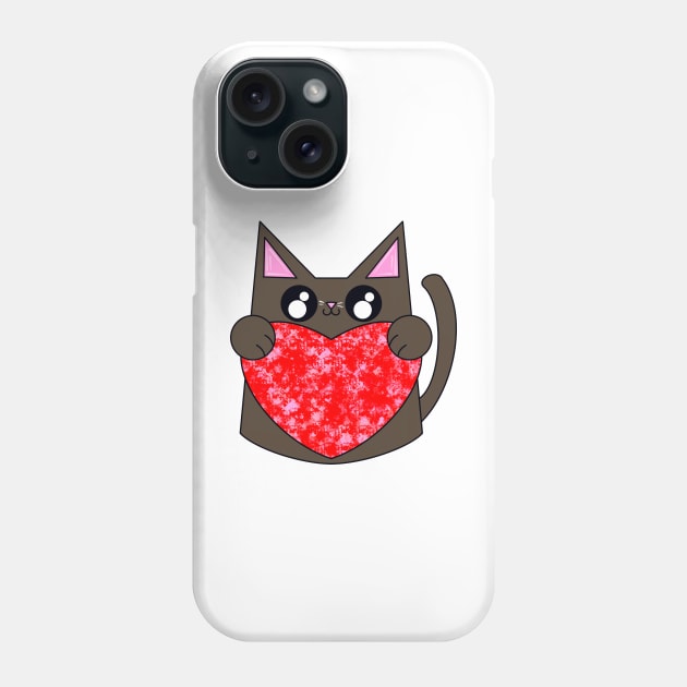 Bear The Brown Cat With Valentines Heart Phone Case by missmann