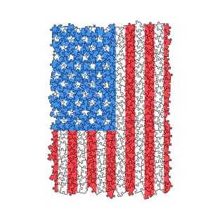 USA Flag Puzzle 4th Of July Jigsaw Pieces Puzzler Hobbyist T-Shirt