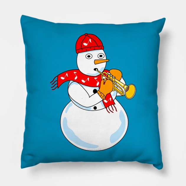 Trumpet Snowman Pillow by Barthol Graphics