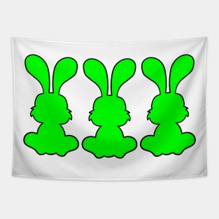 Three bang Green Easter Bunny in a row Tapestry