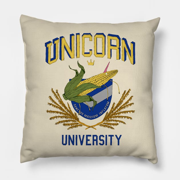 Unicorn University Pillow by Ancsi