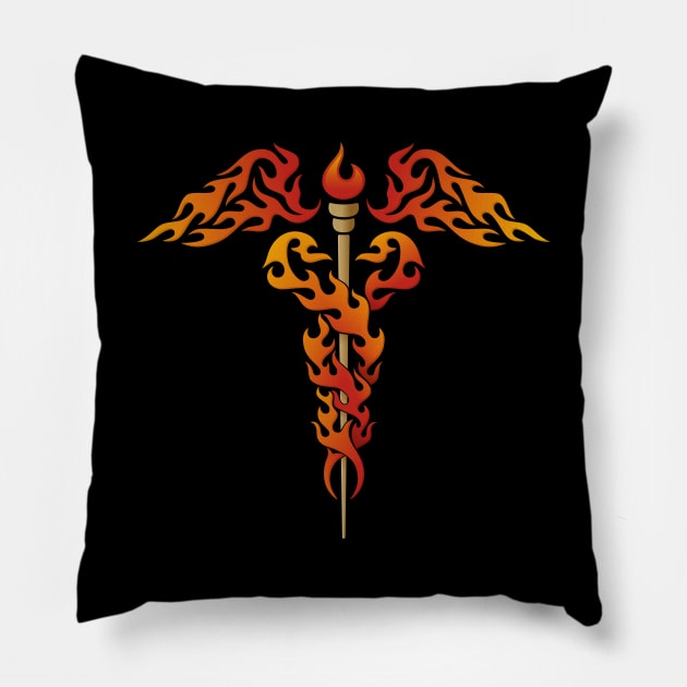 Flames Caduceus Pillow by sifis