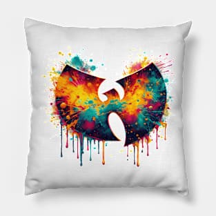 Wu-Tang watercolor painting, with splashes of vibrant colors Pillow