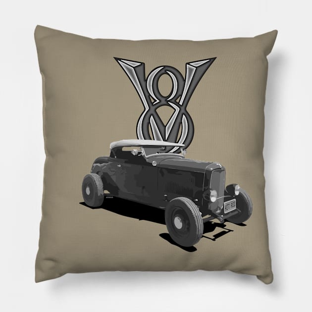 1932 Ford V8 Roadster Hot Rod Pillow by hotroddude