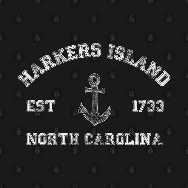 Harkers Island, North Carolina Vintage Nautical Anchor Retro by Contentarama