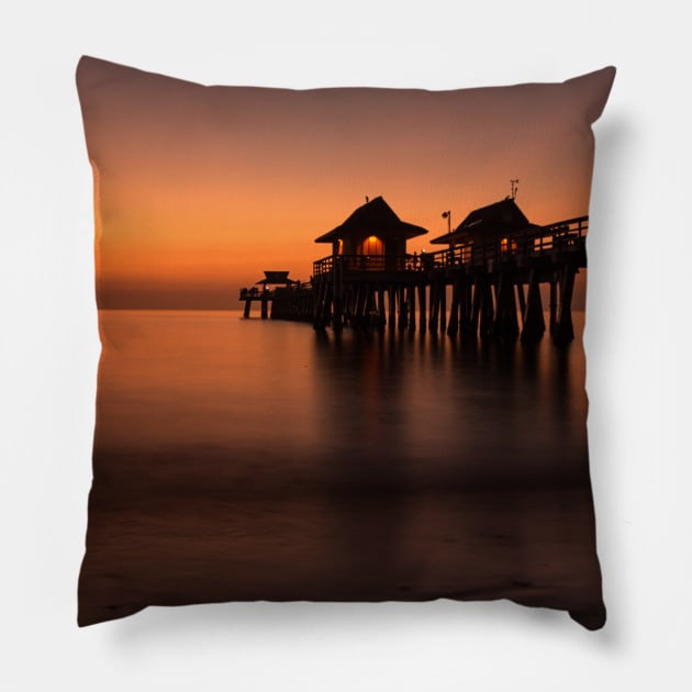 Fort Myers Pier Sunset Pillow by StacyWhite