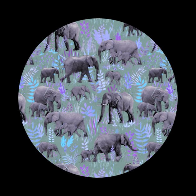 Sweet Elephants in Purple and Grey by micklyn