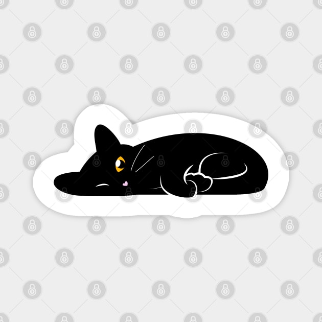 Sleeping black cat Magnet by crealizable