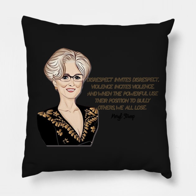 Meryl Streep Cartoon Quote Pillow by baranskini