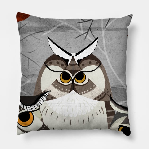 Moth Owls Pillow by KatherineBlowerDesigns