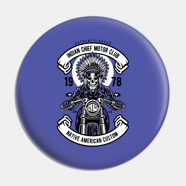 Indian Chief Biker Pin by Tempe Gaul