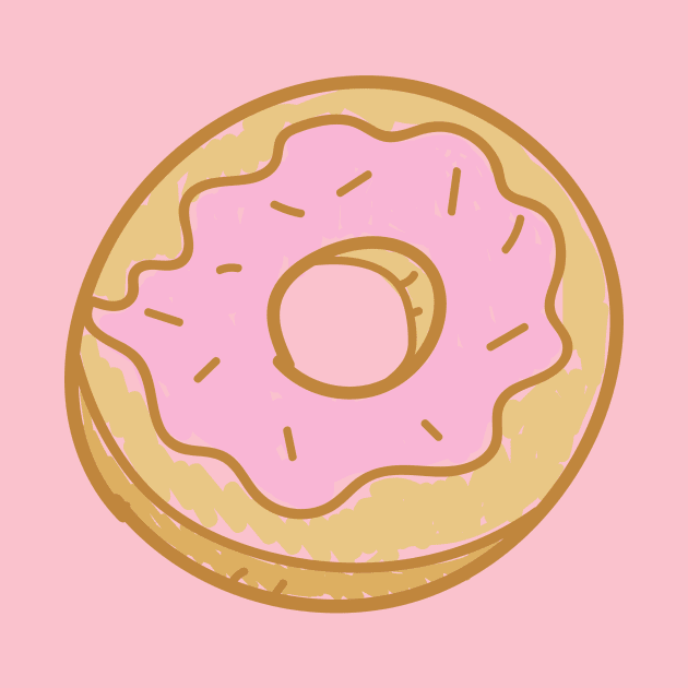 Cute Pink Donut Drawing Kids by InkyArt