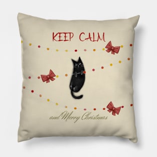 Merry Christmas - Black cats with Santa hat. Pillow