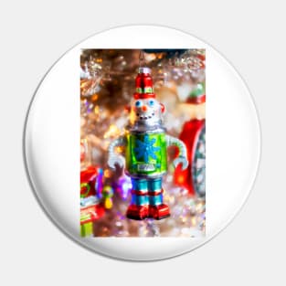 Silver Christmas Robot Pin