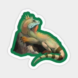 Green tropical iguana Magnet