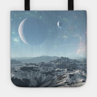 Alien planet cold mountain Tote