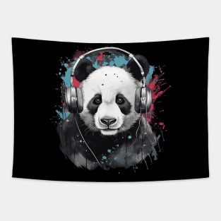 Panda bear in headphones Tapestry