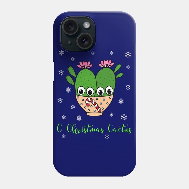 O Christmas Cactus - Cacti Couple In Christmas Candy Cane Bowl Phone Case by DreamCactus