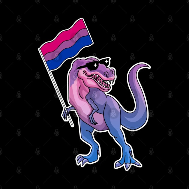 Bisexual Dinosaur Bi Pride LGBTQ TRex Waving Bixexual Flag by OrangeMonkeyArt