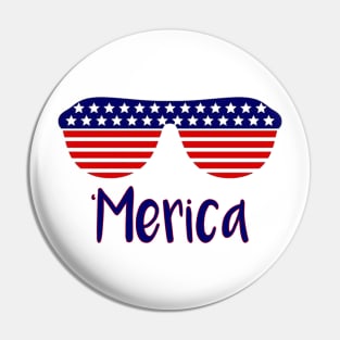 Merica american flag sunglasses 4th of july t-shirt Pin