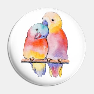 Watercolor - Colorfull lovebirds Pin