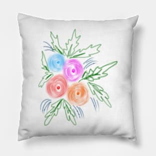 Colorful watercolor flower art Pillow