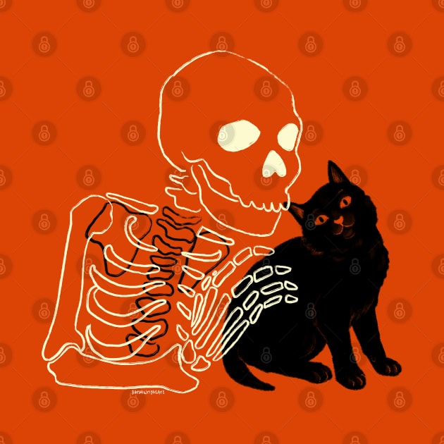 Skeleton and Kitten by SarahWrightArt
