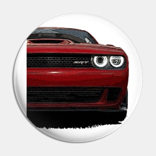 Fiery Essence: Red Dodge Challenger Front Body Posterize Car Design for Teen Enthusiasts Pin