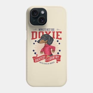 Doxie red white blue Black Dachshund Walking USA Phone Case