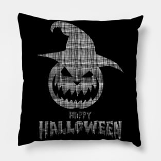 Happy Halloween With Grid Scary Pumpkin Pillow