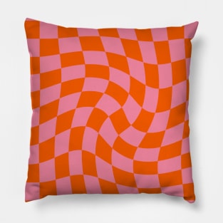 Twirl Checkerboard pink pattern Pillow