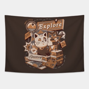 Born to Explore - Cute Traveler Cat Gift Tapestry