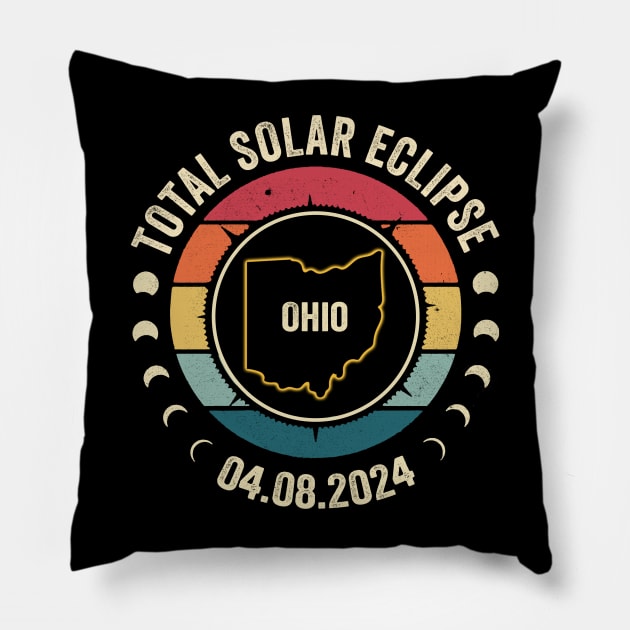 Ohio Total Solar Eclipse 2024 American Totality April 8 Pillow by Sky full of art