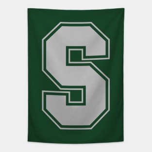 Monogram Grey Green College House Initial S Tapestry