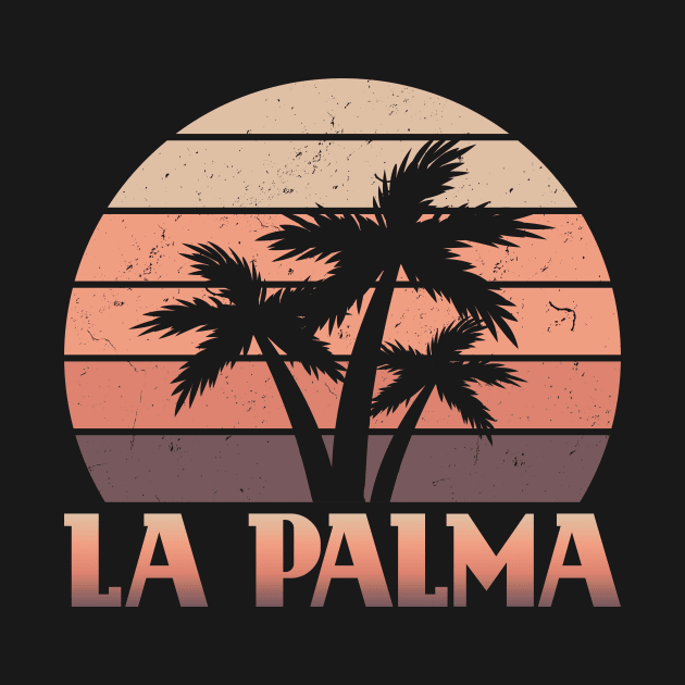 Canaries La Palma Sunset Palm Tree Vintage by QQdesigns