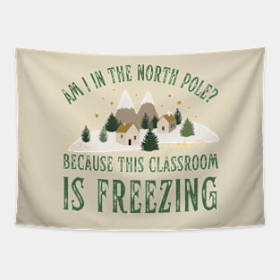 Funny Teacher Christmas Classroom is Freezing North Pole Tapestry