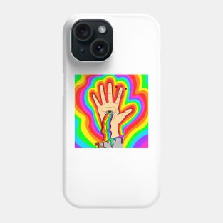 Hand with the eye of God and a rainbow Phone Case