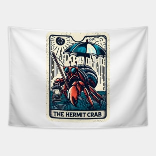 The Hermit Crab Funny Crustacean Tarot Card Pun Horoscope Tapestry