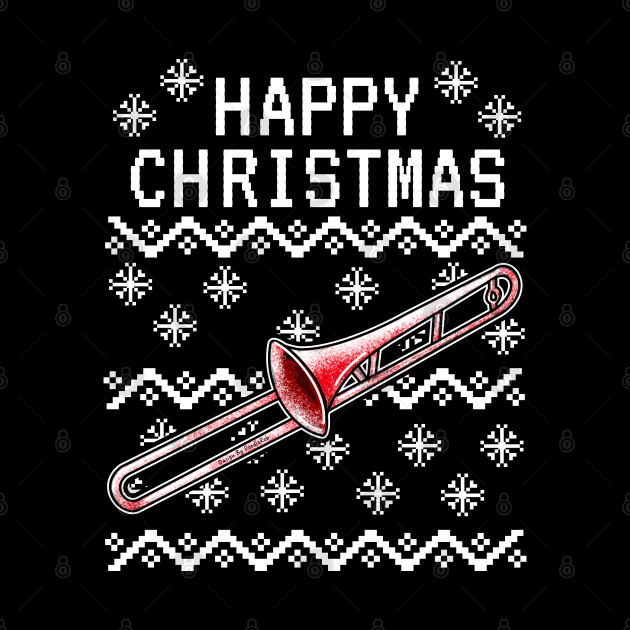 Trombone Ugly Christmas Trombonist Brass Musician by doodlerob
