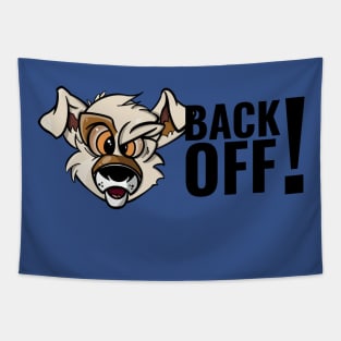 Karate Dog Back Off (Side Text) Tapestry