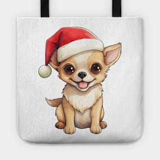 Chihuahua Dog in Santa Hat Tote