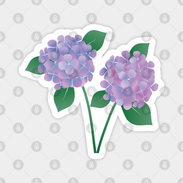 Two Hydrangea flowers with a few leafs Magnet by Bwiselizzy