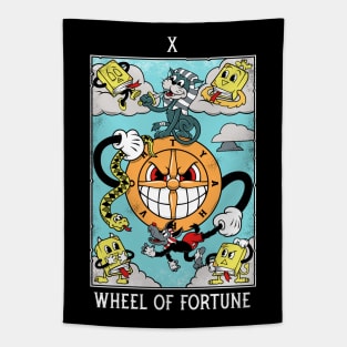 Wheel of Fortune - Mystical Medleys - Vintage Cartoon Tarot Tapestry