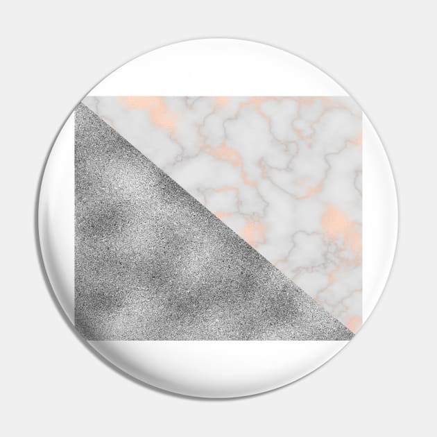 Rose gold marble and silver glitter Pin by marbleco