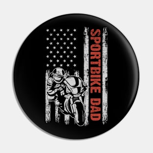 Sportbike Dad American Flag Father's Day 4th Of July Gift Pin