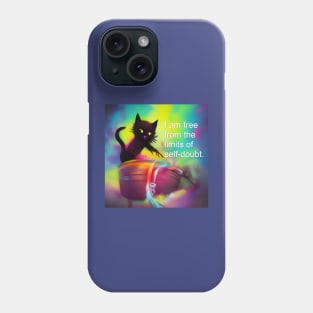 Confidence mantra with cauldron witch cat colorful design Phone Case