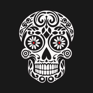 Mexican Skull with Flower Red Eyes T-Shirt